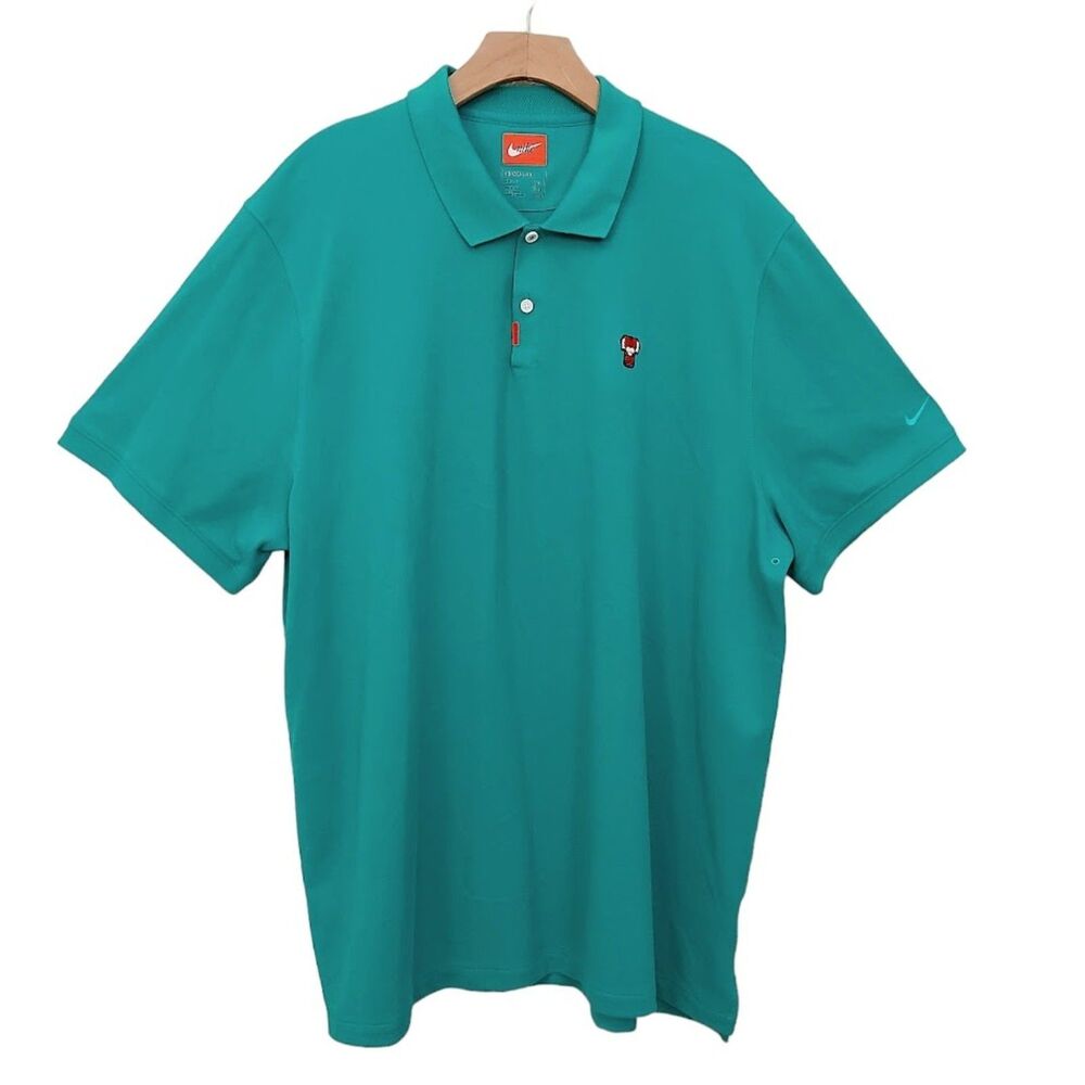 Nike The Nike Polo Mens XXL Green Dri-Fit Embroidered Logo Tiger Woods Golf